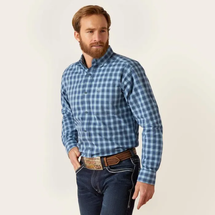 Button Down Shirts Men Ariat Pro Series Gradison Fitted Shirt Sky Blue
