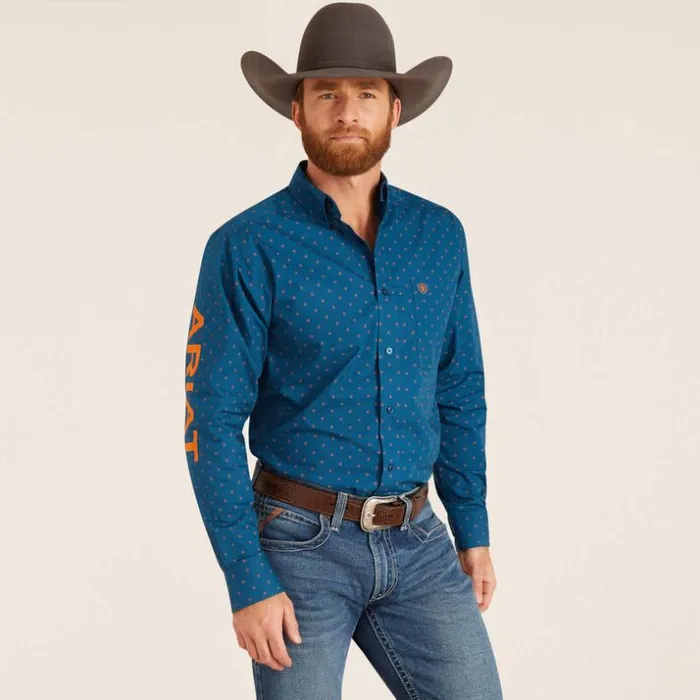 Button Down Shirts Men Ariat Team Clarence Fitted Shirt True Blue