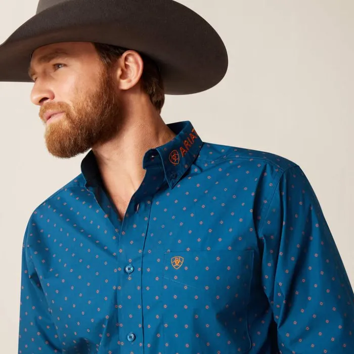 Button Down Shirts Men Ariat Team Clarence Fitted Shirt True Blue Button Down Shirts Men Ariat Team Clarence Fitted Shirt True Blue