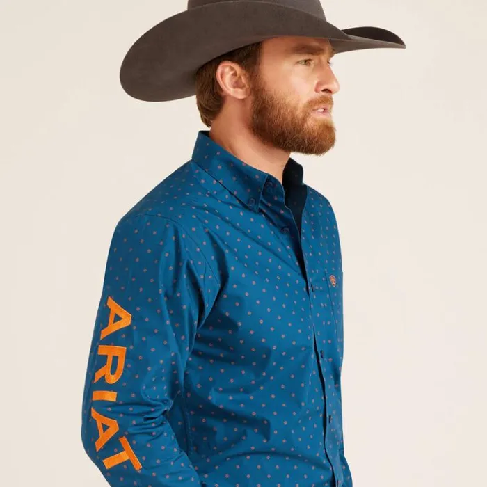 Button Down Shirts Men Ariat Team Clarence Fitted Shirt True Blue Button Down Shirts Men Ariat Team Clarence Fitted Shirt True Blue