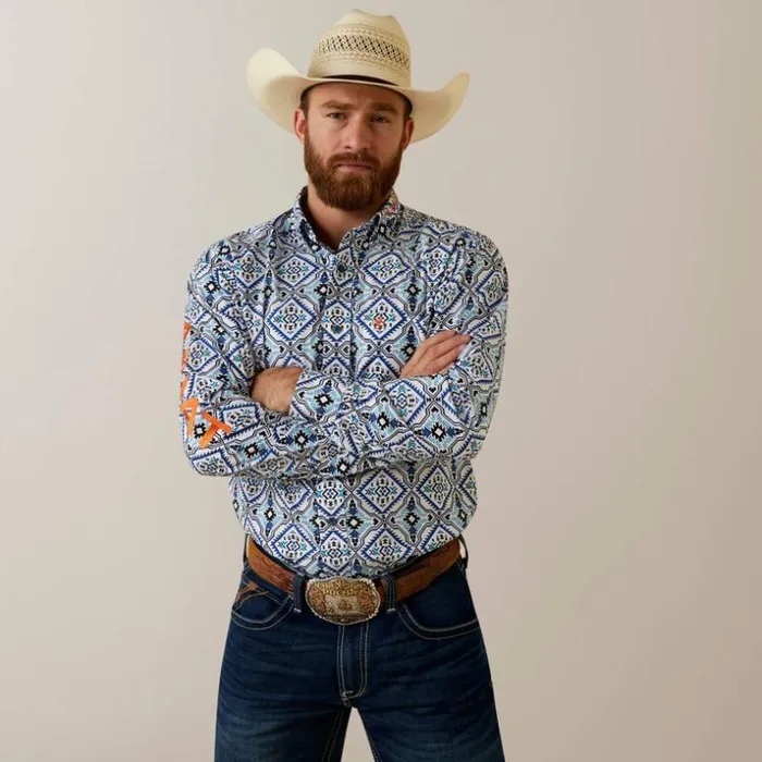 Button Down Shirts Men Ariat Team Deacon Fitted Shirt White