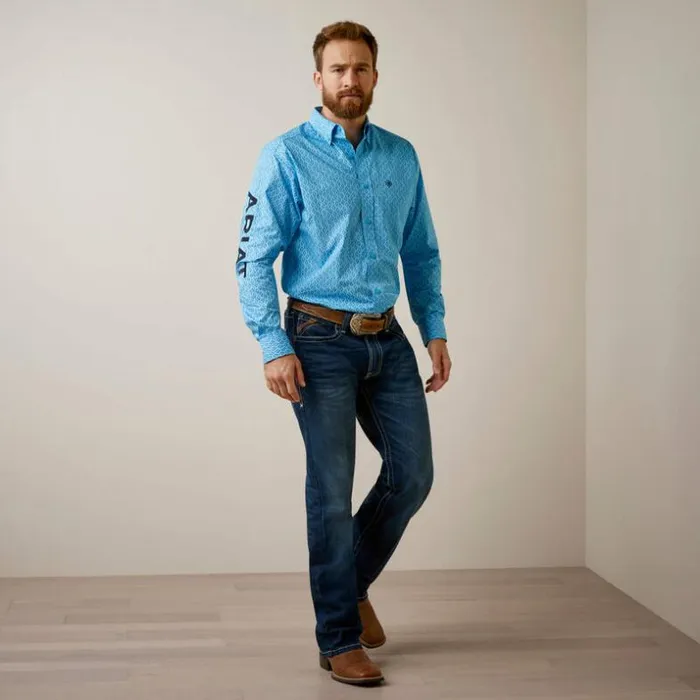 Button Down Shirts Men Ariat Team Deandre Classic Fit Shirt Aqua Button Down Shirts Men Ariat Team Deandre Classic Fit Shirt Aqua