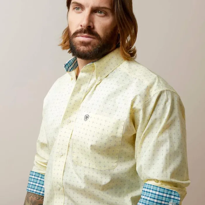 Button Down Shirts Men Ariat Wrinkle Free Cade Classic Fit Shirt Yellow Button Down Shirts Men Ariat Wrinkle Free Cade Classic Fit Shirt Yellow