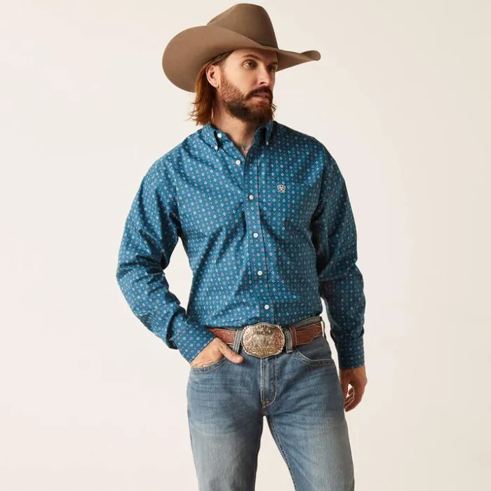 Button Down Shirts Men Ariat Wrinkle Free Garrick Classic Fit Shirt Indochine Blue Button Down Shirts Men Ariat Wrinkle Free Garrick Classic Fit Shirt Indochine Blue