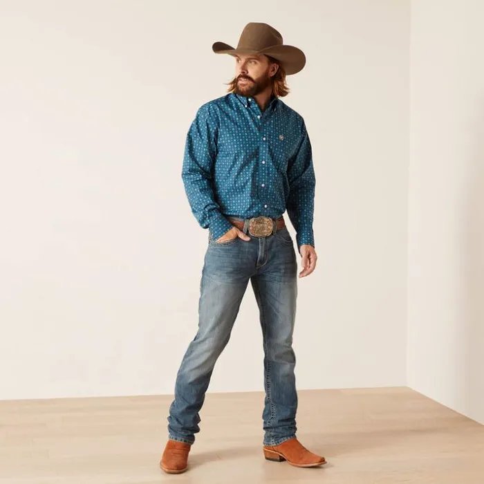 Button Down Shirts Men Ariat Wrinkle Free Garrick Classic Fit Shirt Indochine Blue Button Down Shirts Men Ariat Wrinkle Free Garrick Classic Fit Shirt Indochine Blue