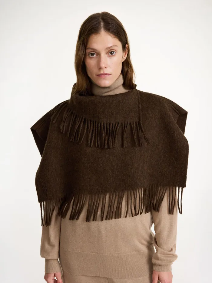 By Malene Birger Scarves Women Turtla Wool Fringe Bib Shitake