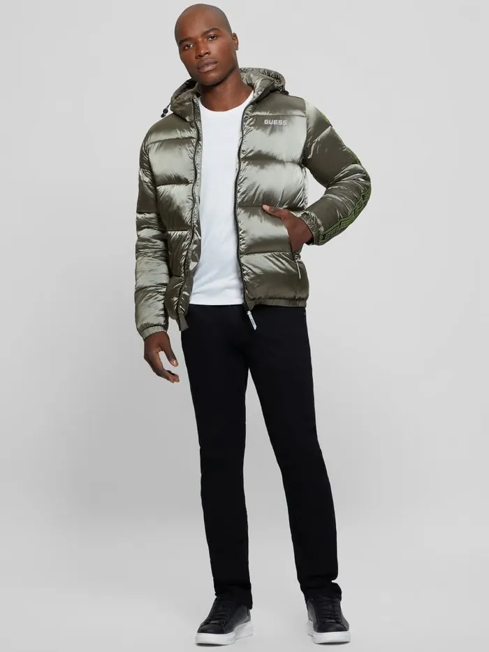 Byrnie Padded Nylon Jacket Mossy Green Men Jackets and Coats GUESS Byrnie Padded Nylon Jacket Mossy Green Men Jackets and Coats GUESS