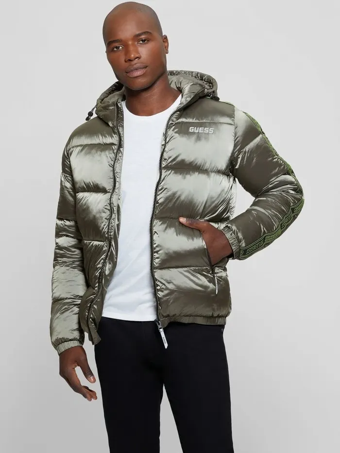 Byrnie Padded Nylon Jacket Mossy Green Men Jackets and Coats GUESS Byrnie Padded Nylon Jacket Mossy Green Men Jackets and Coats GUESS