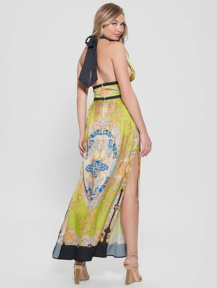 Capucine Maxi Dress Baroque Lime Dresses and Jumpsuits GUESS Women