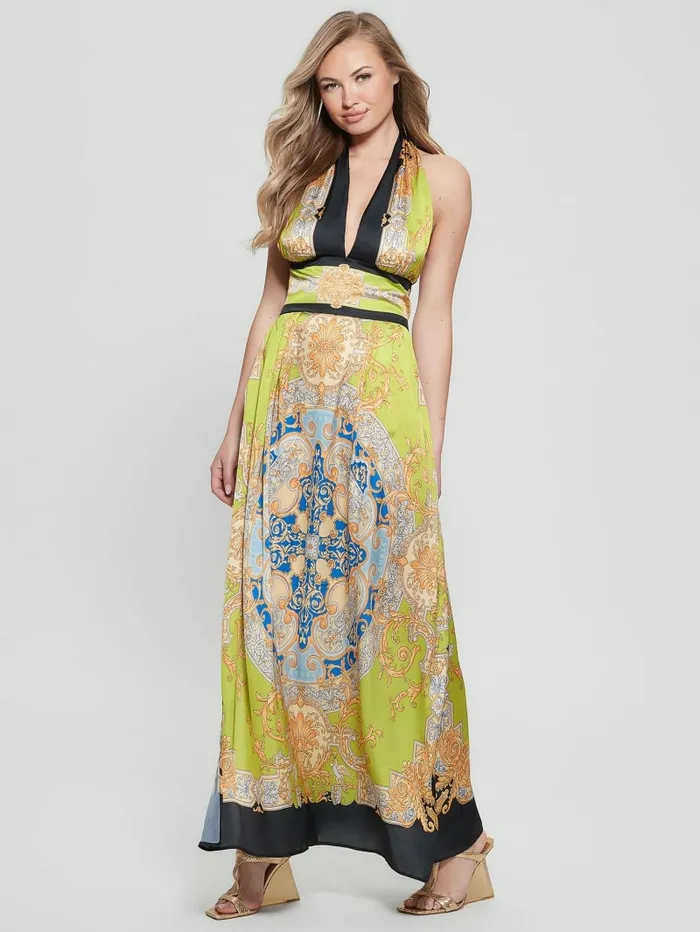 Capucine Maxi Dress Baroque Lime Dresses and Jumpsuits GUESS Women