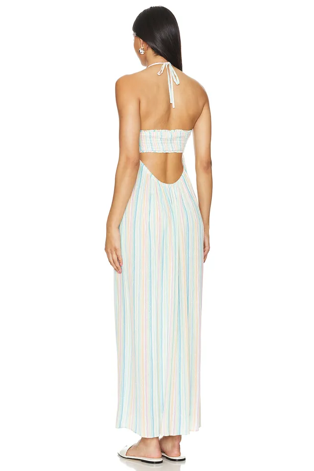Catalina Maxi Dress Rainbow Stripe Multi Women Lovers and Friends Swimsuits and CoverUps