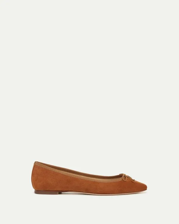 Catherine Suede Ballet Flat Caramel Women Veronica Beard Shoes