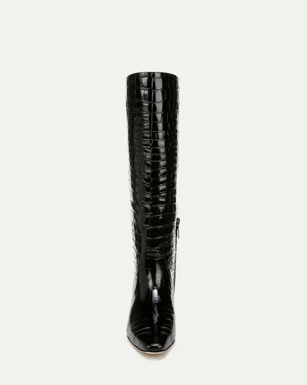 Cecile CrocEmbossed Tall Boot WideCalf Black Women Veronica Beard Shoes Cecile CrocEmbossed Tall Boot WideCalf Black Women Veronica Beard Shoes
