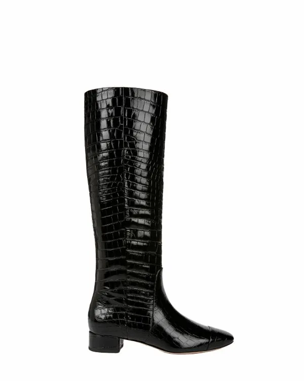 Cecile CrocEmbossed Tall Boot WideCalf Black Women Veronica Beard Shoes Cecile CrocEmbossed Tall Boot WideCalf Black Women Veronica Beard Shoes
