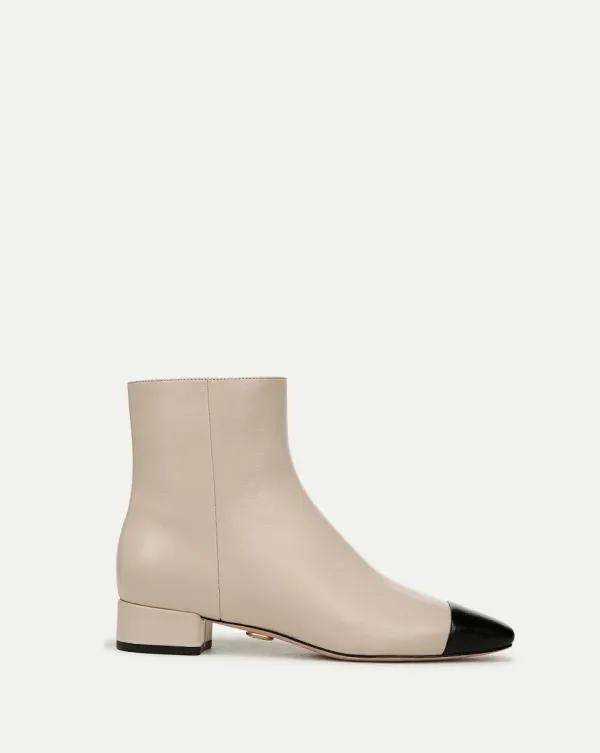 Cecile Leather CapToe Bootie Ecruandblack Women Veronica Beard Shoes