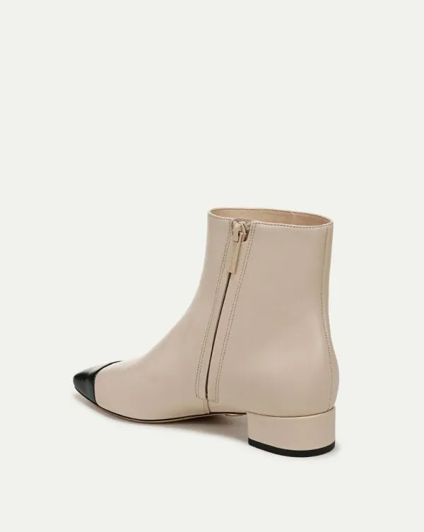 Cecile Leather CapToe Bootie Ecruandblack Women Veronica Beard Shoes
