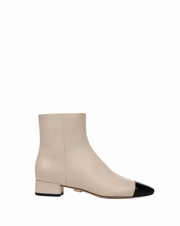 Cecile Leather CapToe Bootie Ecruandblack Women Veronica Beard Shoes