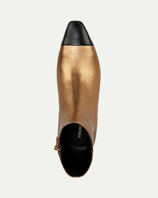 Cecile Leather CapToe Bootie Goldandblack Women Veronica Beard Shoes