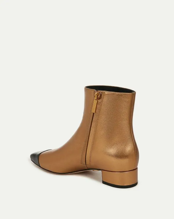 Cecile Leather CapToe Bootie Goldandblack Women Veronica Beard Shoes