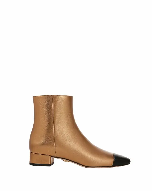 Cecile Leather CapToe Bootie Goldandblack Women Veronica Beard Shoes