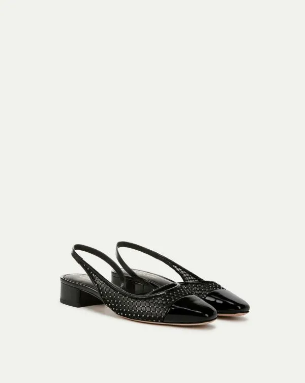 Cecile Rhinestone Mesh CapToe Slingback Black Rhinestone Women Veronica Beard Shoes
