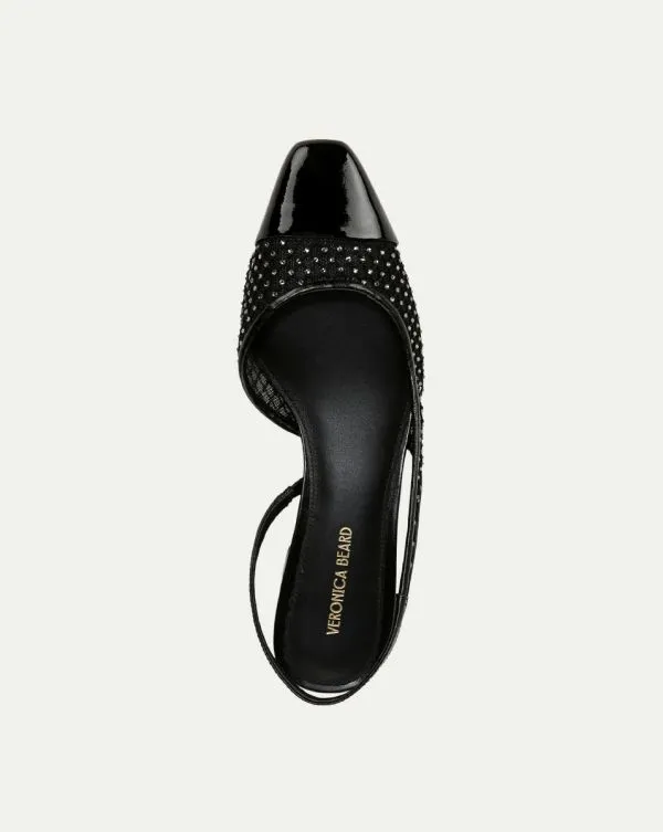 Cecile Rhinestone Mesh CapToe Slingback Black Rhinestone Women Veronica Beard Shoes