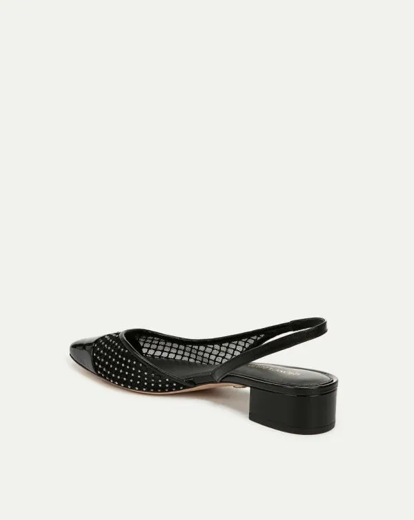 Cecile Rhinestone Mesh CapToe Slingback Black Rhinestone Women Veronica Beard Shoes