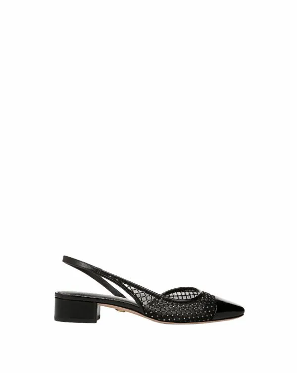 Cecile Rhinestone Mesh CapToe Slingback Black Rhinestone Women Veronica Beard Shoes