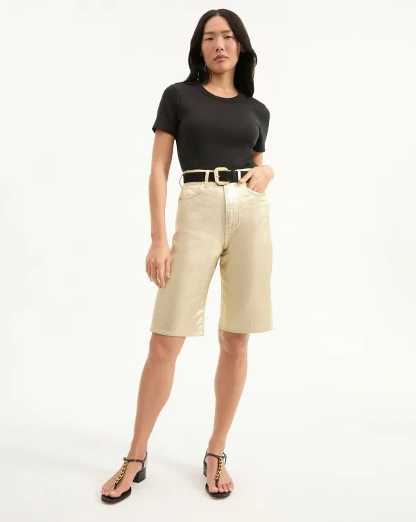 Charlotte Metallic Short Gold Women Veronica Beard Skirts and Shorts