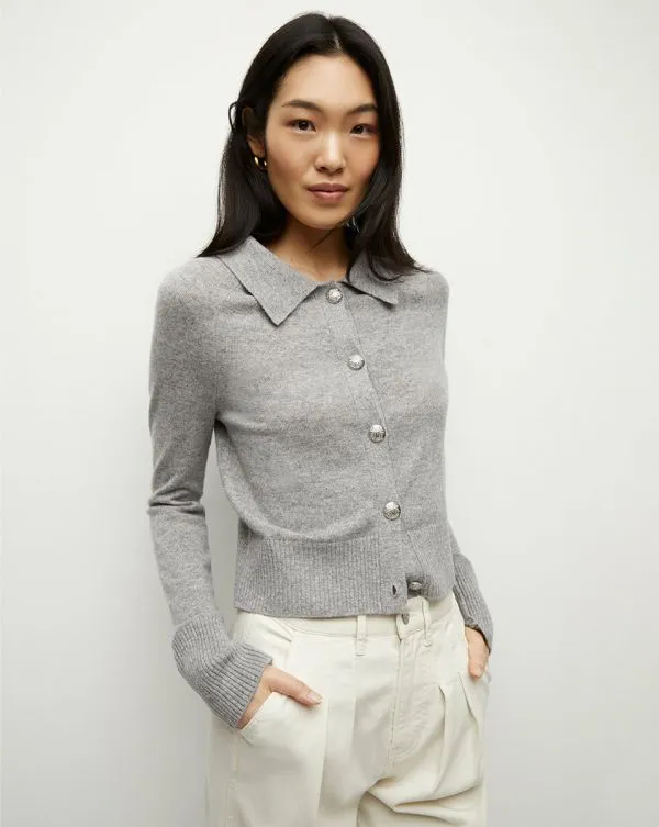 Cheshire Cashmere Cardigan Heather Grey Women Veronica Beard Sweaters