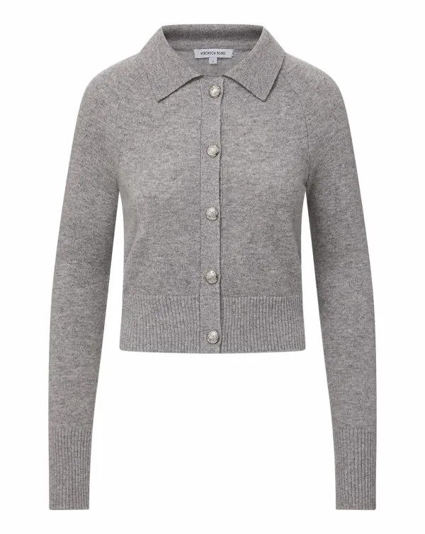 Cheshire Cashmere Cardigan Heather Grey Women Veronica Beard Sweaters Cheshire Cashmere Cardigan Heather Grey Women Veronica Beard Sweaters