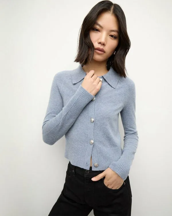 Cheshire Cashmere Cardigan Smoke Blue Women Veronica Beard Sweaters