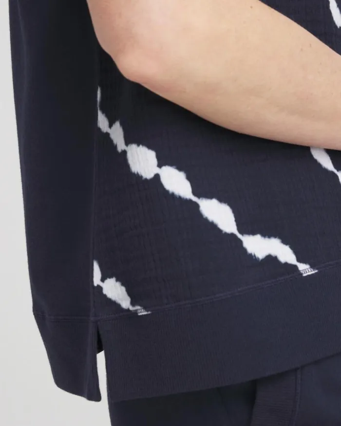 Chico039s Activewear Zenergy French Terry Gauze Tie Dye Shirt Classic Navy 8211 Clothing