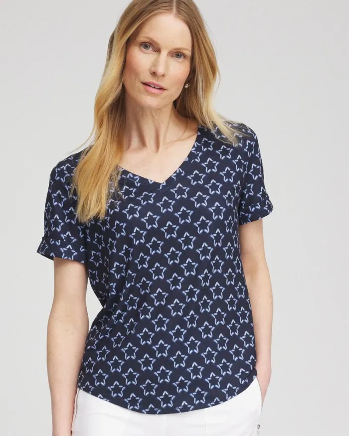 Chico039s Activewear Zenergy Star Tee Classic Navy 8211 Clothing