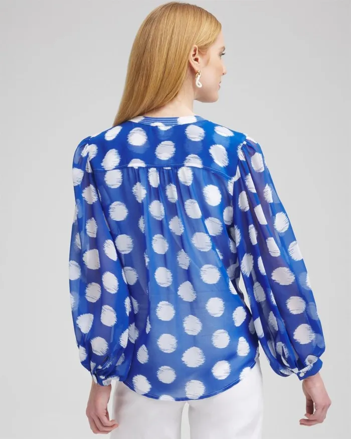 Chico039s Blouses and Shirts Ikat Dots Blouse Intense Azure 8211 Clothing