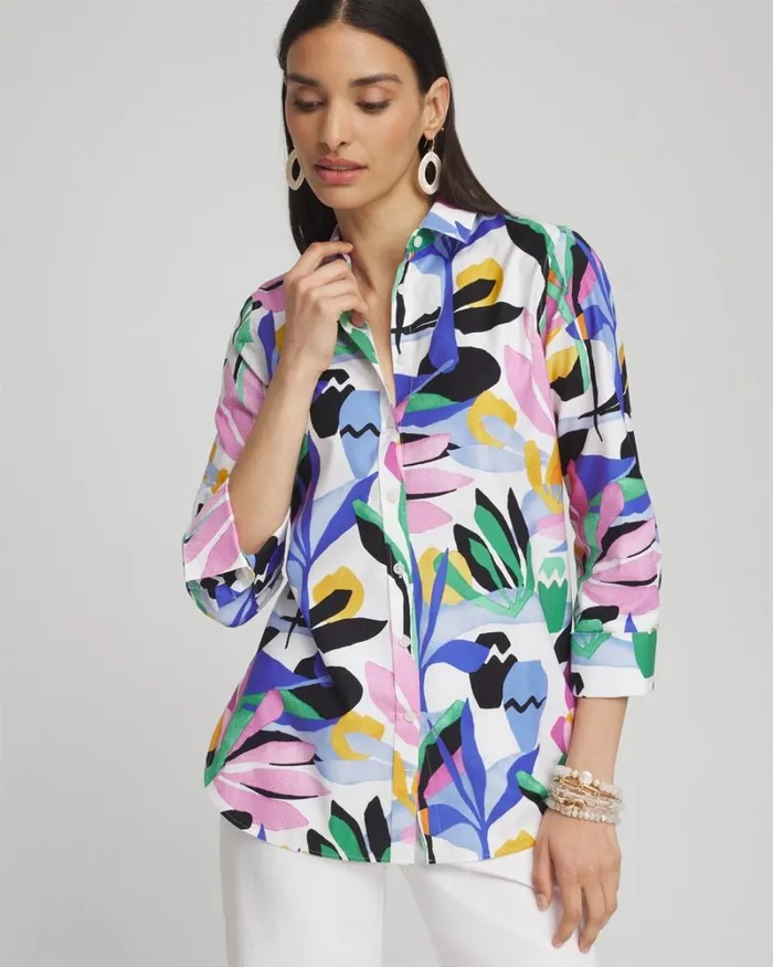 Chico039s Blouses and Shirts No Iron Stretch Tropical Shirt Purple Nightshade 8211 Clothing Chico039s Blouses and Shirts No Iron Stretch Tropical Shirt Purple Nightshade 8211 Clothing