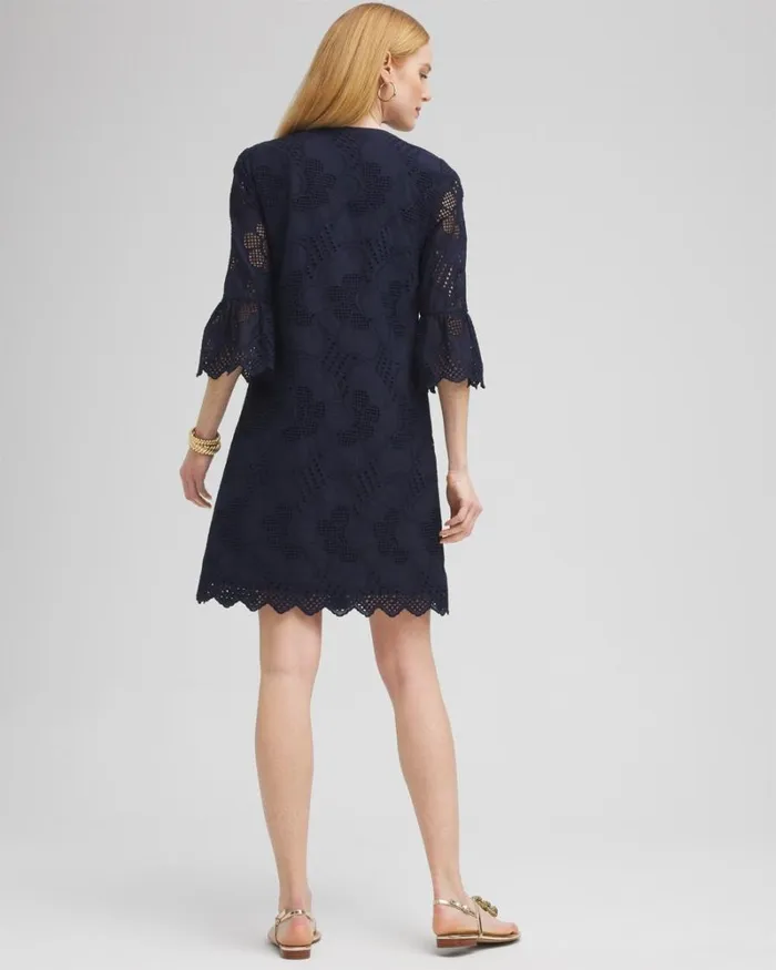 Chico039s Dresses Lace Shift Dress Classic Navy 8211 Clothing