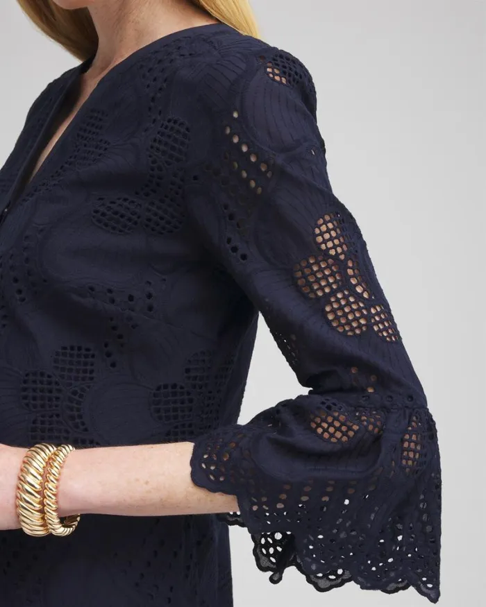 Chico039s Dresses Lace Shift Dress Classic Navy 8211 Clothing