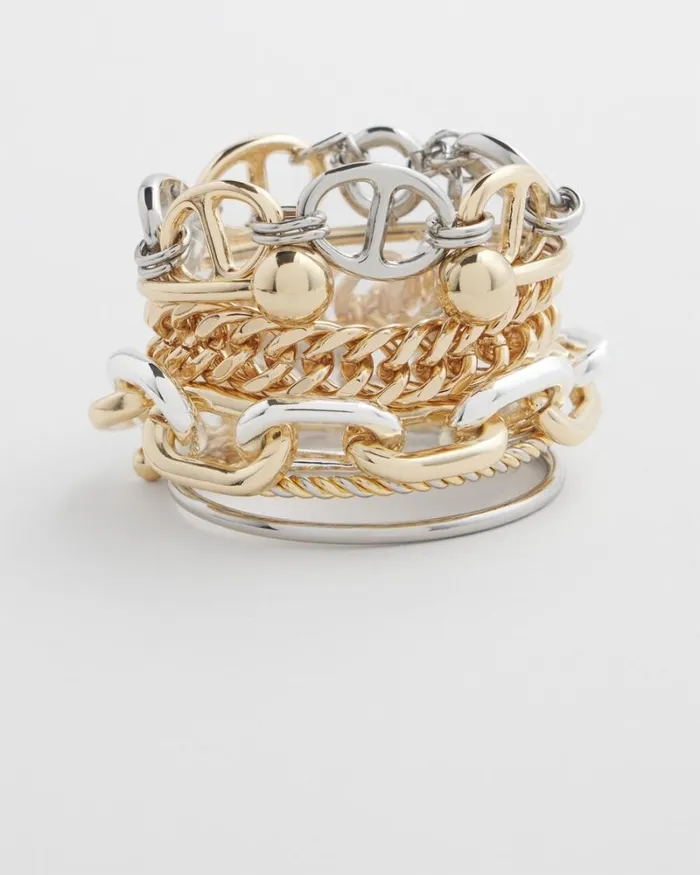 Chico039s Everyday Jewelry Mixed Metal Links Bracelet Mixed Metals 8211 Shoes and Accessories Chico039s Everyday Jewelry Mixed Metal Links Bracelet Mixed Metals 8211 Shoes and Accessories