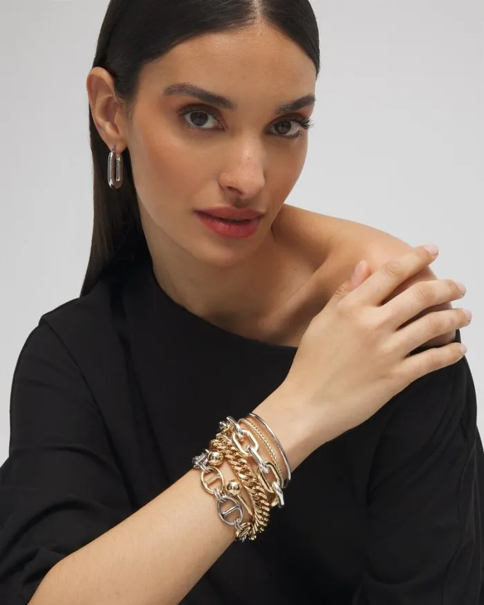 Chico039s Everyday Jewelry Mixed Metal Links Bracelet Mixed Metals 8211 Shoes and Accessories Chico039s Everyday Jewelry Mixed Metal Links Bracelet Mixed Metals 8211 Shoes and Accessories