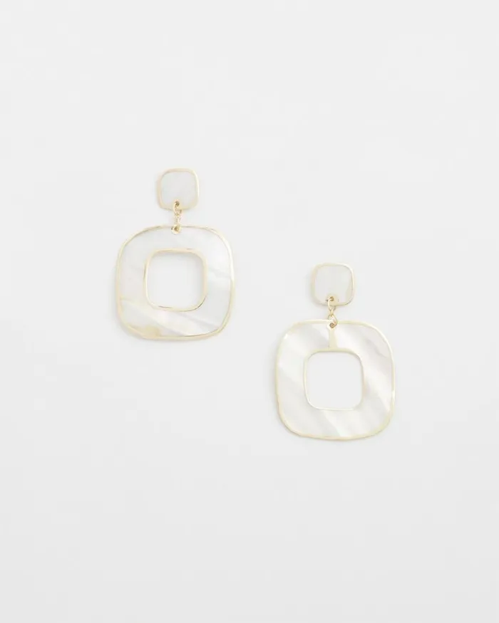 Chico039s Everyday Jewelry Mother Of Pearl Square Earrings Gold 8211 Shoes and Accessories Chico039s Everyday Jewelry Mother Of Pearl Square Earrings Gold 8211 Shoes and Accessories
