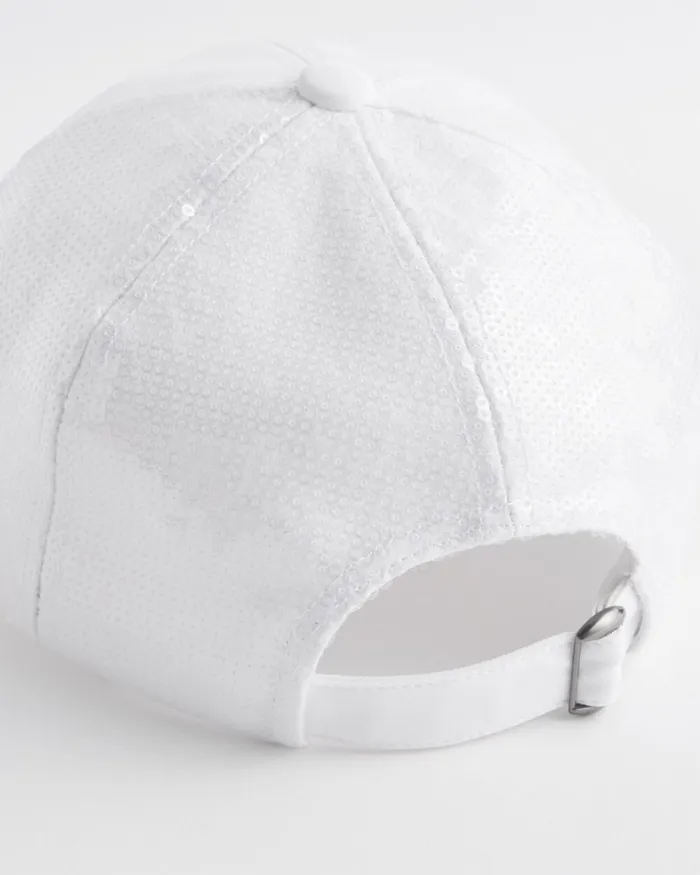 Chico039s Hats Neema Sequin Baseball Cap White 8211 Shoes and Accessories