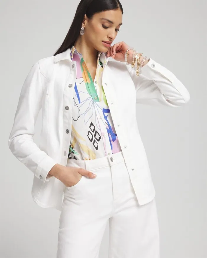 Chico039s Jackets and Coats Denim Shacket Alabaster 8211 Clothing