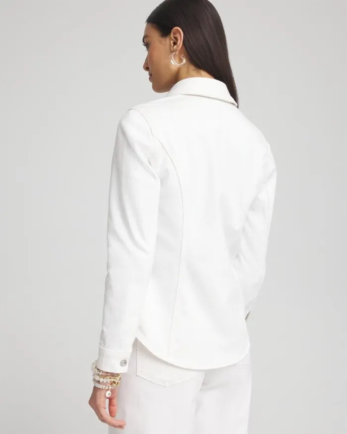 Chico039s Jackets and Coats Denim Shacket Alabaster 8211 Clothing