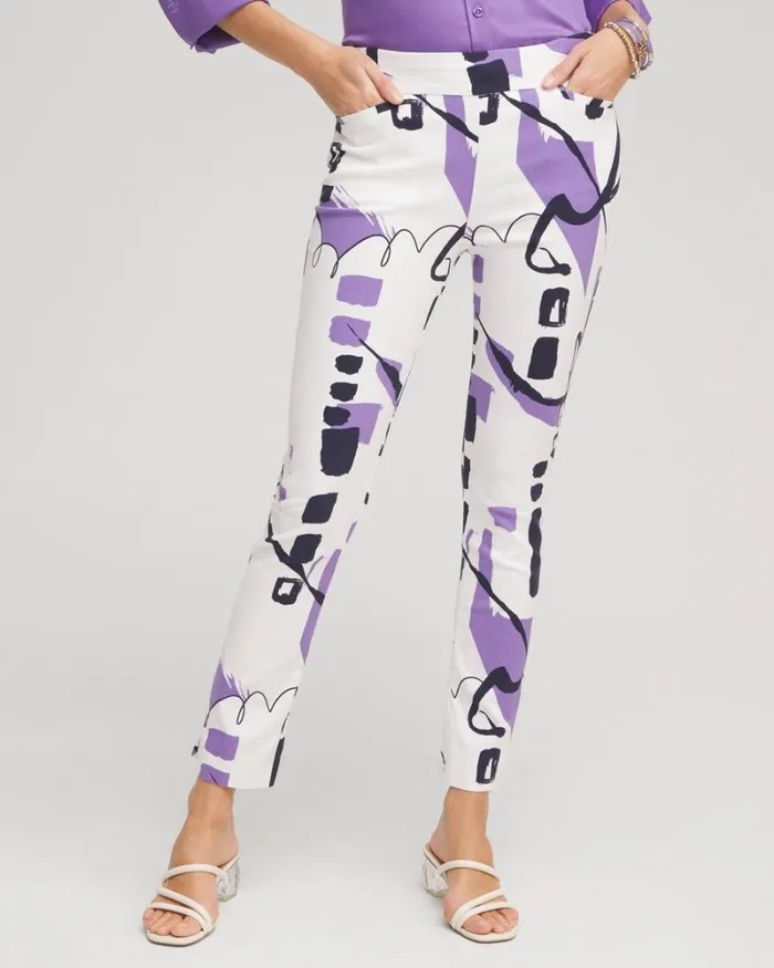 Chico039s Pants Brigitte Abstract Ankle Pants Parisian Purple 8211 Clothing