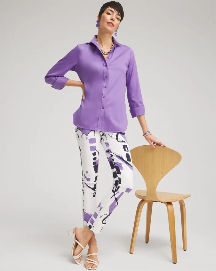 Chico039s Pants Brigitte Abstract Ankle Pants Parisian Purple 8211 Clothing