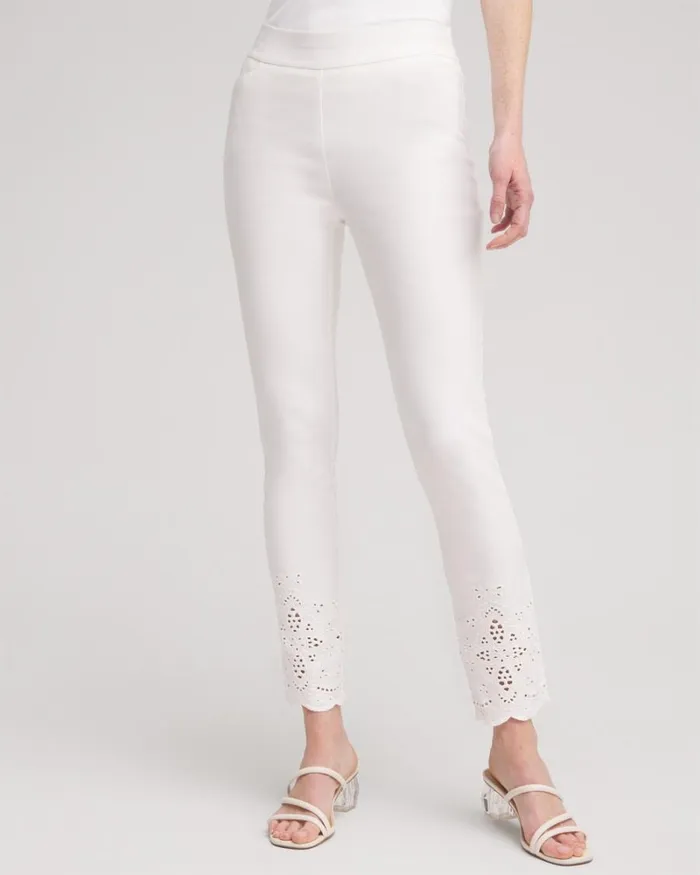 Chico039s Pants Brigitte Eyelet Ankle Pants Alabaster 8211 Clothing