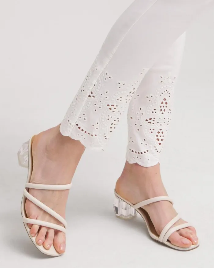 Chico039s Pants Brigitte Eyelet Ankle Pants Alabaster 8211 Clothing