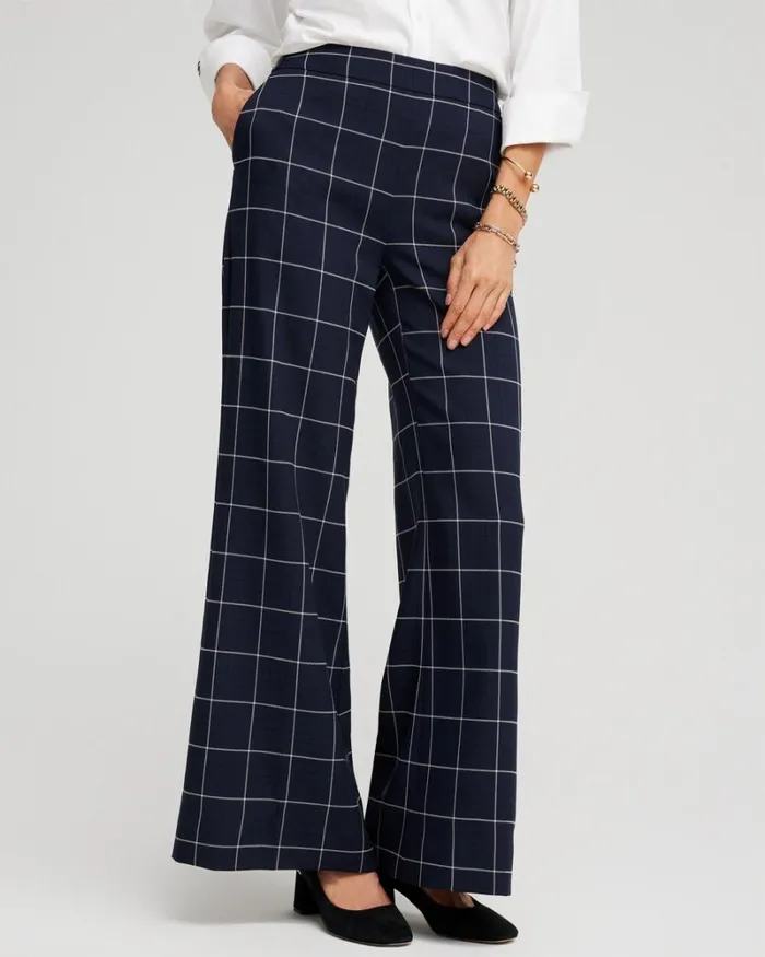 Chico039s Pants Jacquard Flare Trousers Classic Navy 8211 Clothing