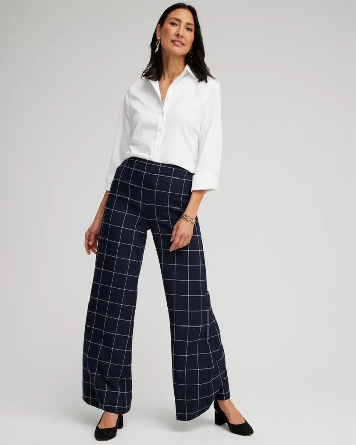 Chico039s Pants Jacquard Flare Trousers Classic Navy 8211 Clothing